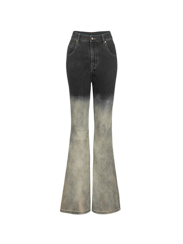 Heavy-duty Washed Micro-flare Gradient Jeans