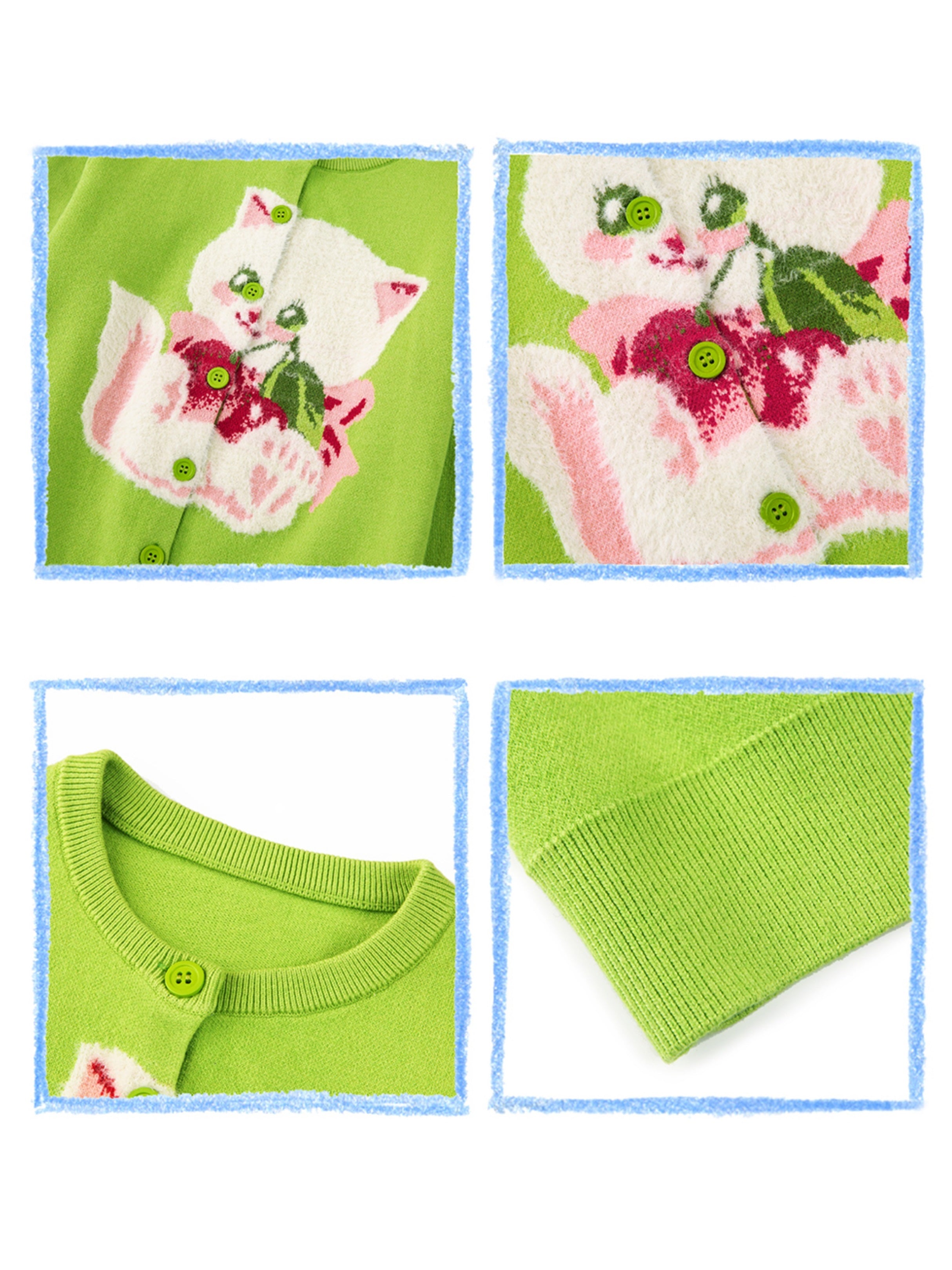 Kitten Round Neck Knitted Cardigan