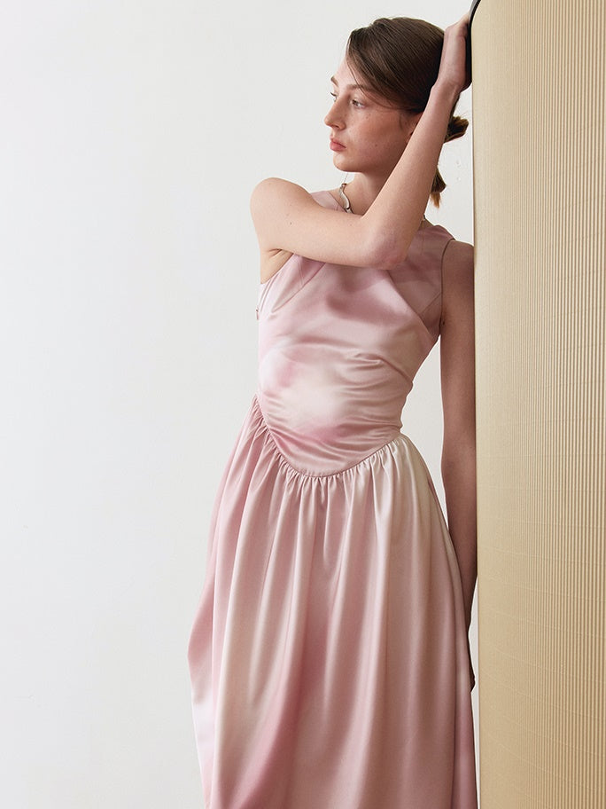 Mudged Print Dreimetrie Rückenfreies Kleid Kleid