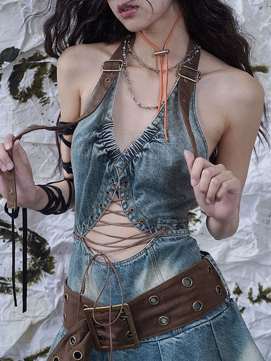 Nischen-Denim-Halfter-Neck-Kleidungsstück