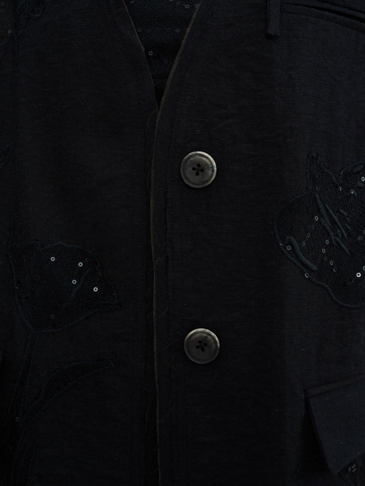 Carved Lace Embroidery Jacket & Camisole & Short Skirt