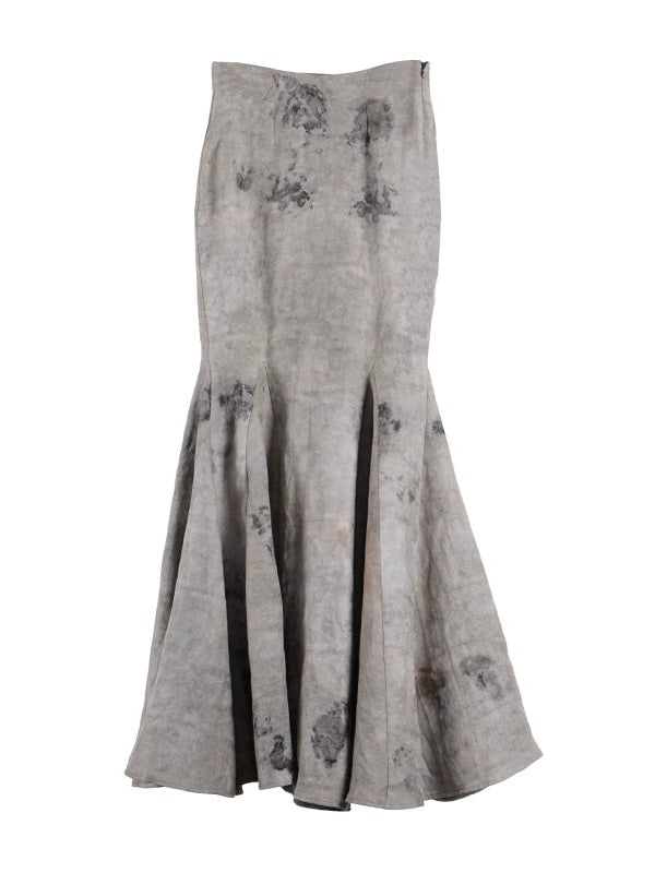 식물 염색 인어 긴 치마 및 중공 니트 긴 카미솔