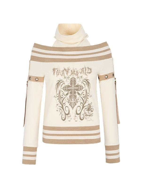 One-shoulder Long-sleeved Pullover