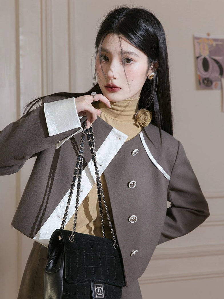 Satinstich Short Jacket & Long Faltenrock-Setup