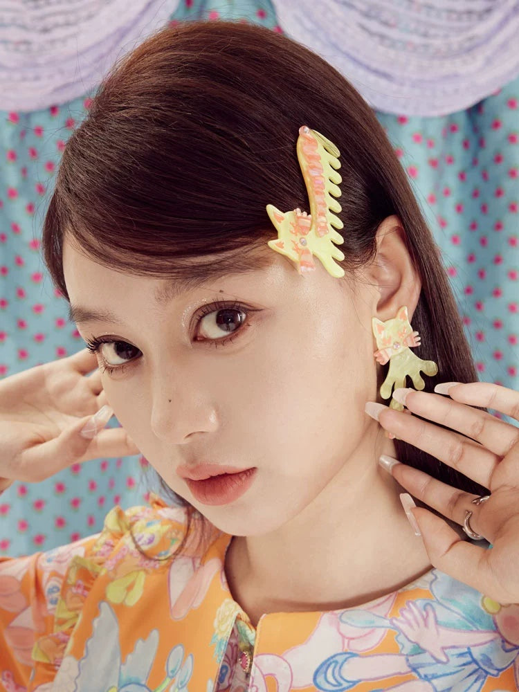 스윙 테일 귀여운 새끼 고양이 귀걸이 & 피어스 & 헤어핀