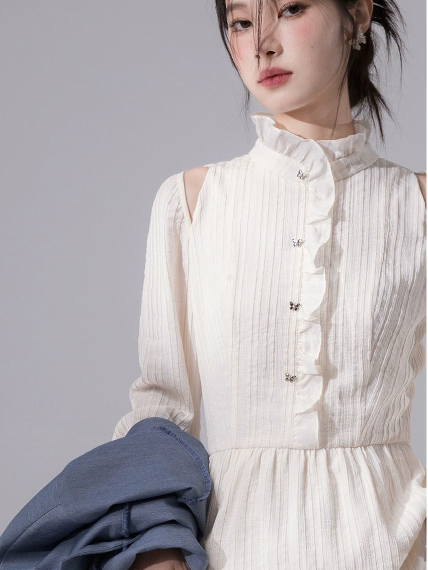 Frill Collar Tuck One-piece