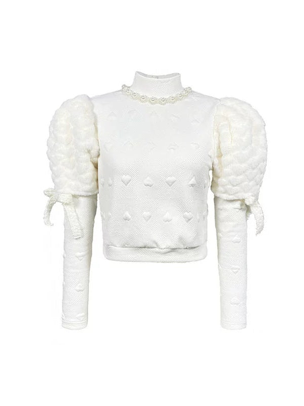 Spitze gesteppte Bower Brosche Sunddress & Puffärmel. Top