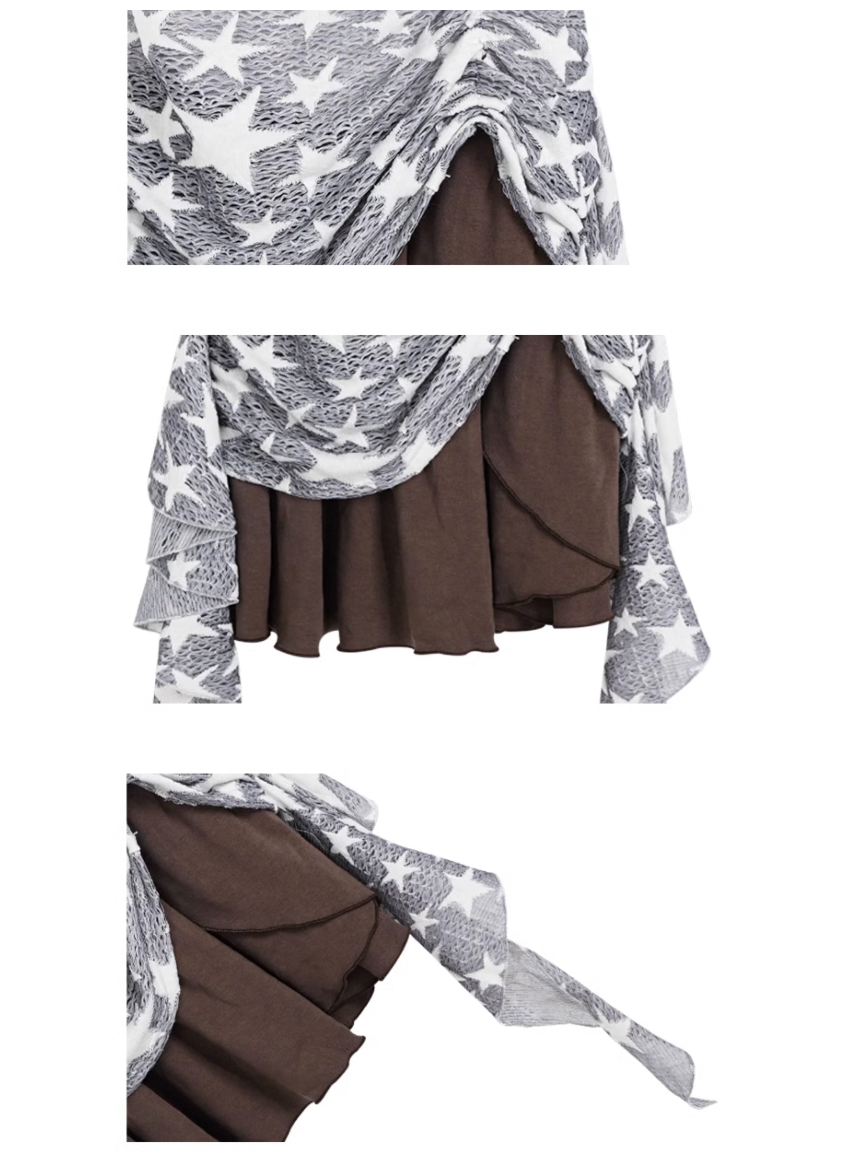 스타 스퀘어 목 이동식 슬리브 2 웨이 드레스