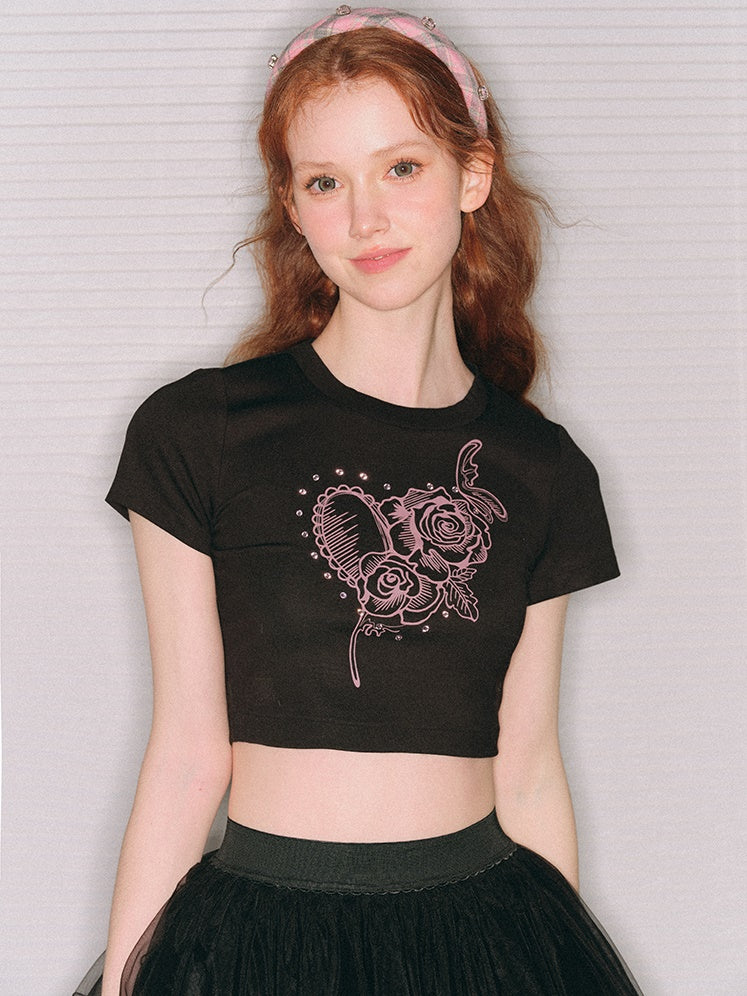 Rosen drucken Linestone Short & Long Sleeve T-Shirt