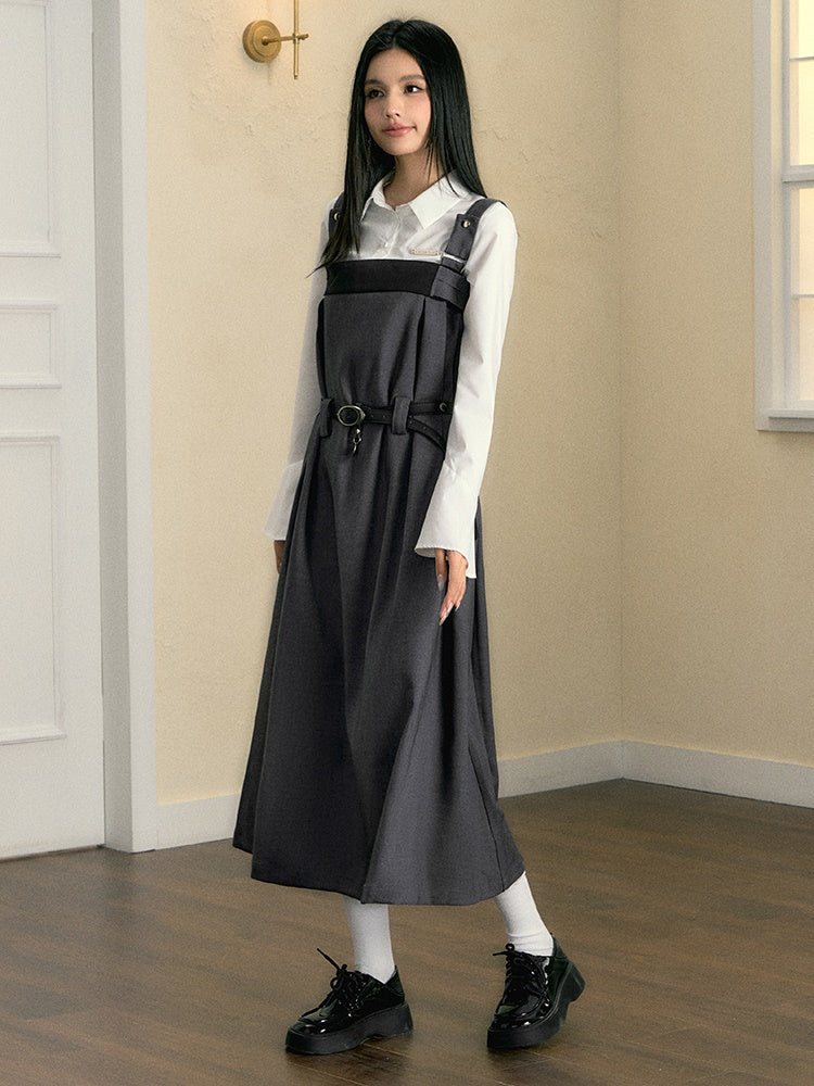 Color Contrast Adjustable Strap Skirt