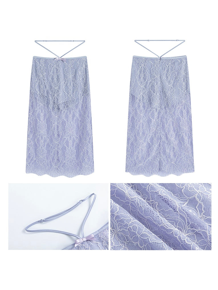 Lace Camisole & Low Waist Lace Skirt