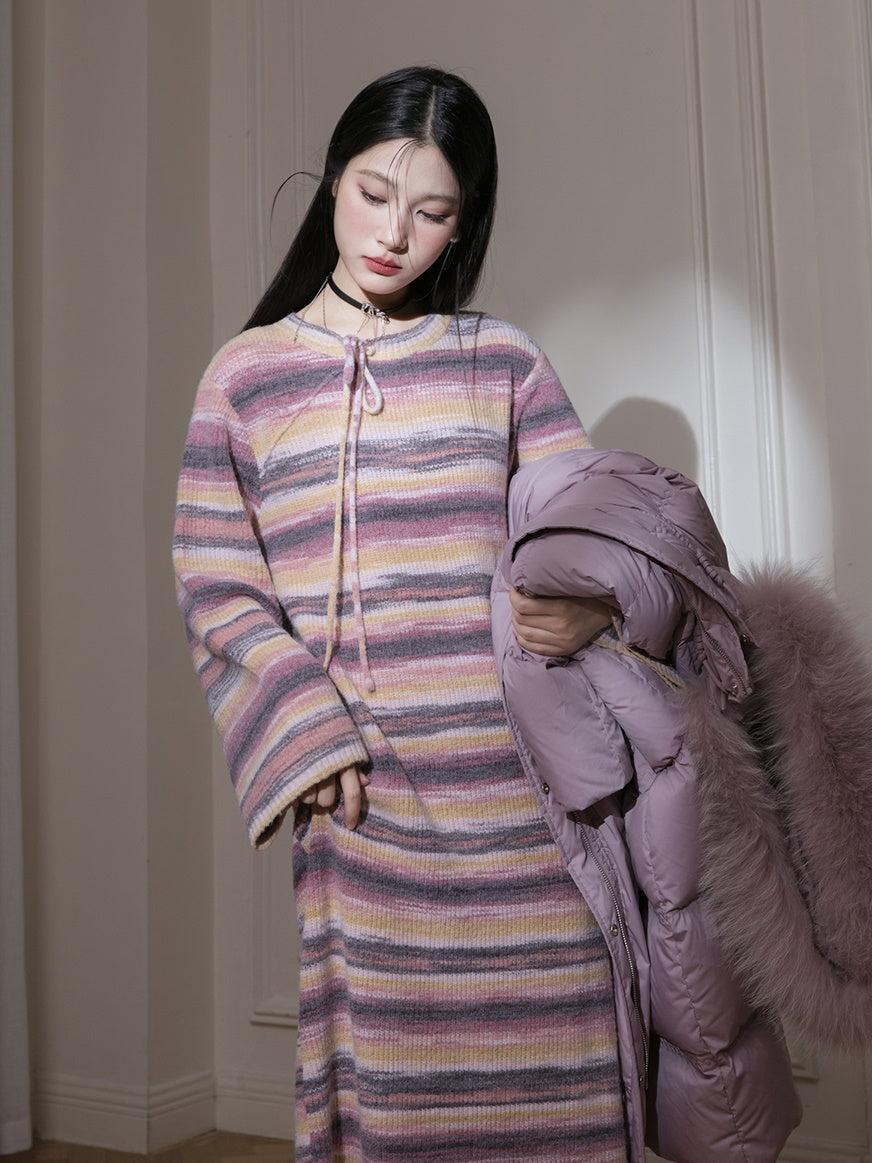 Gradient Border Loose Knitted One-piece