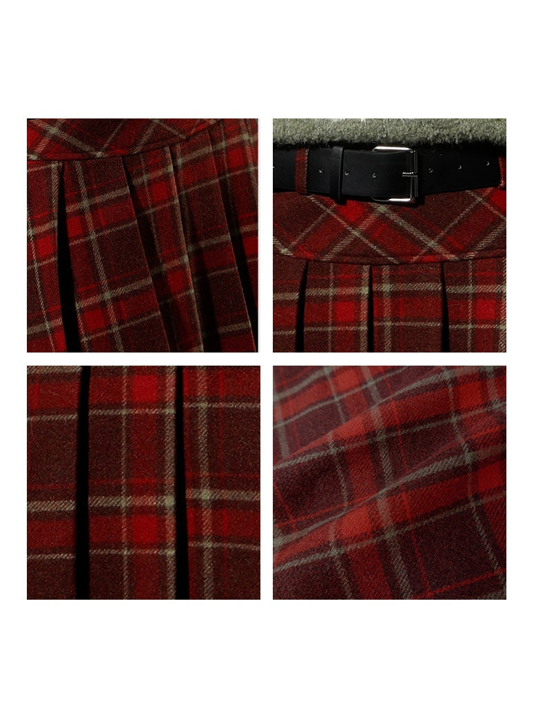 College Style 2-Pattern High Waist Plaid Skirt