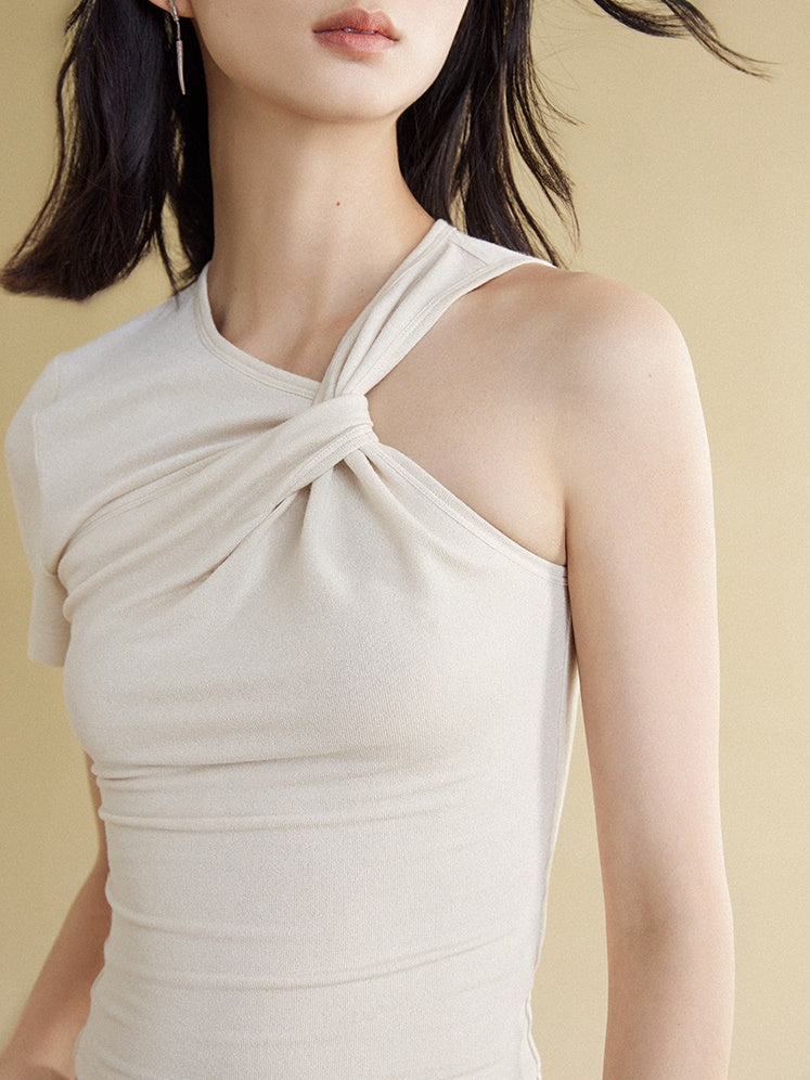 One-sleeve Kink Short T-shirt