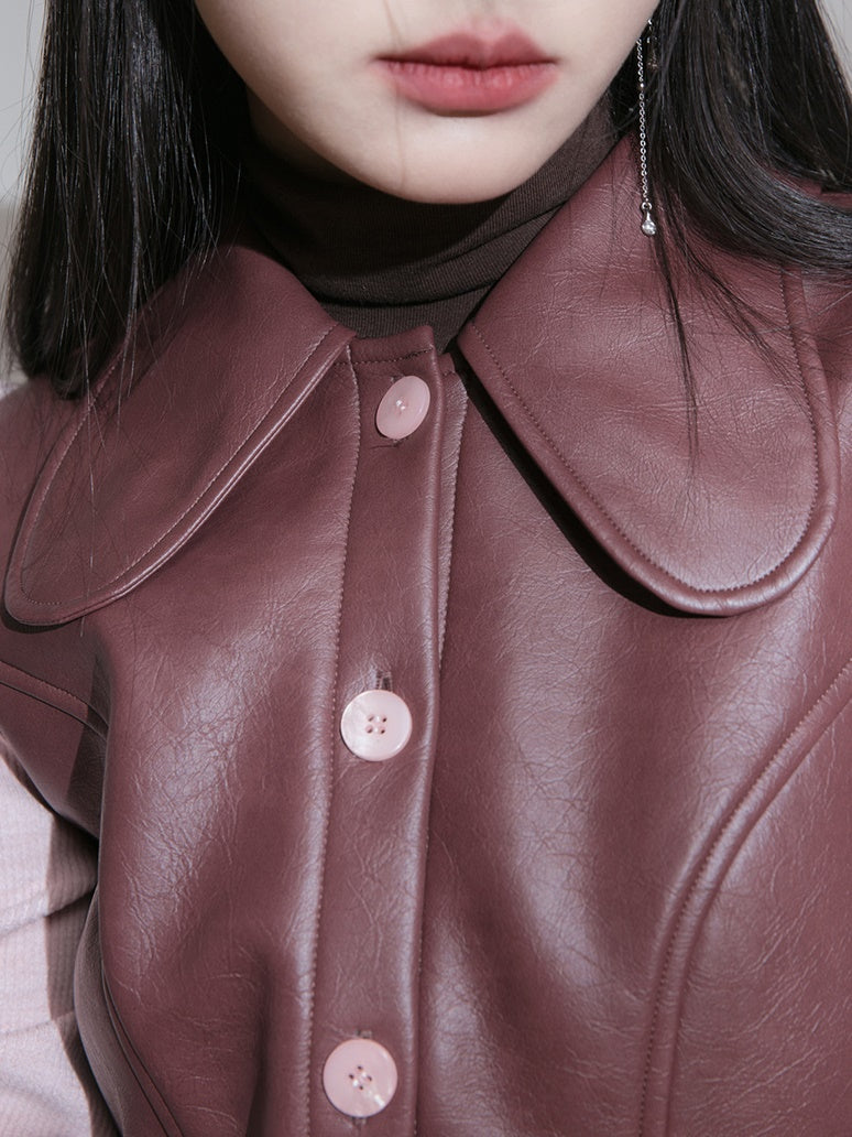 Knitted Sleeve Leather Dress