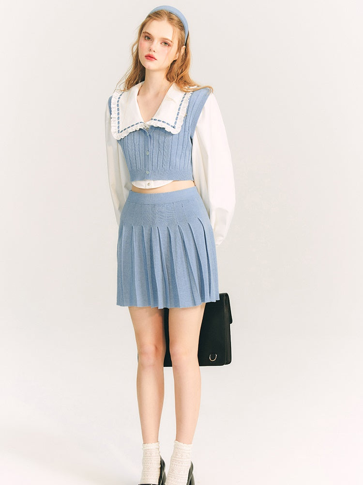 Spitzenpuppenkragen kurzes Ballonhemdhemd