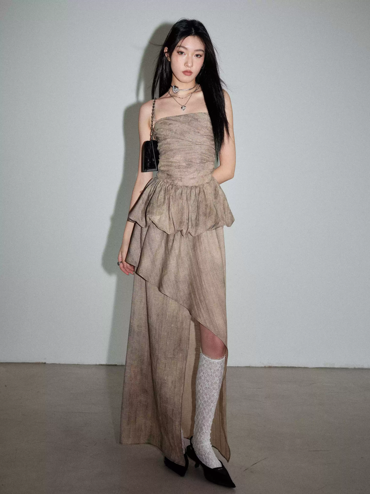 Tops&Long-Skirt Chic Camisole Gradation Wrap Set-Up