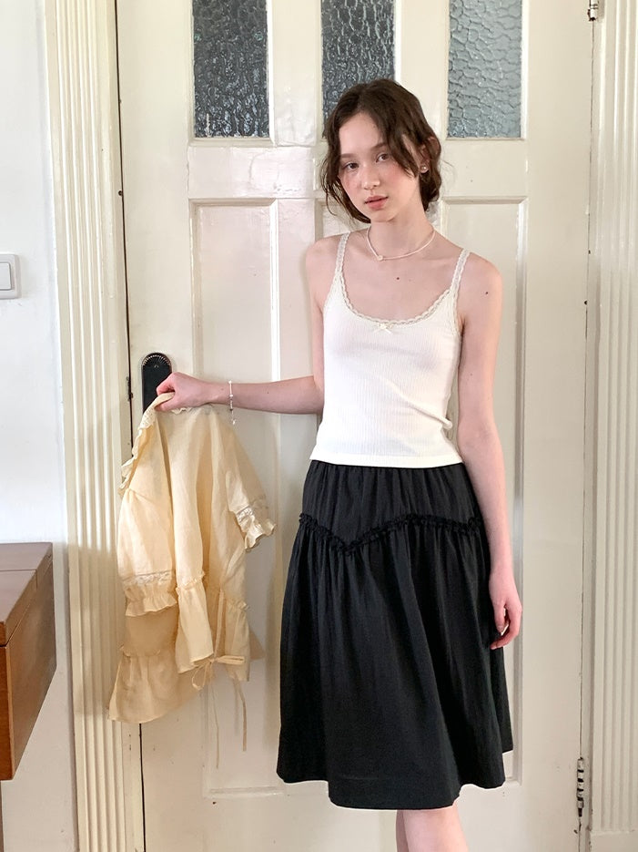 V-arc Design Waist Fungus Gather Skirt