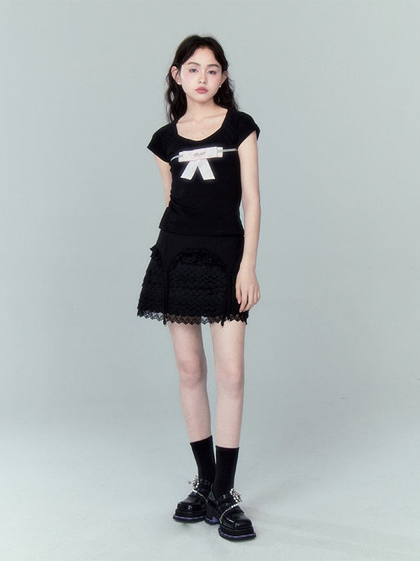 다층 레이스 스커트