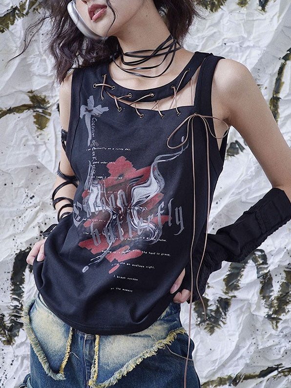 Gurt hohlärmelige T-Shirt
