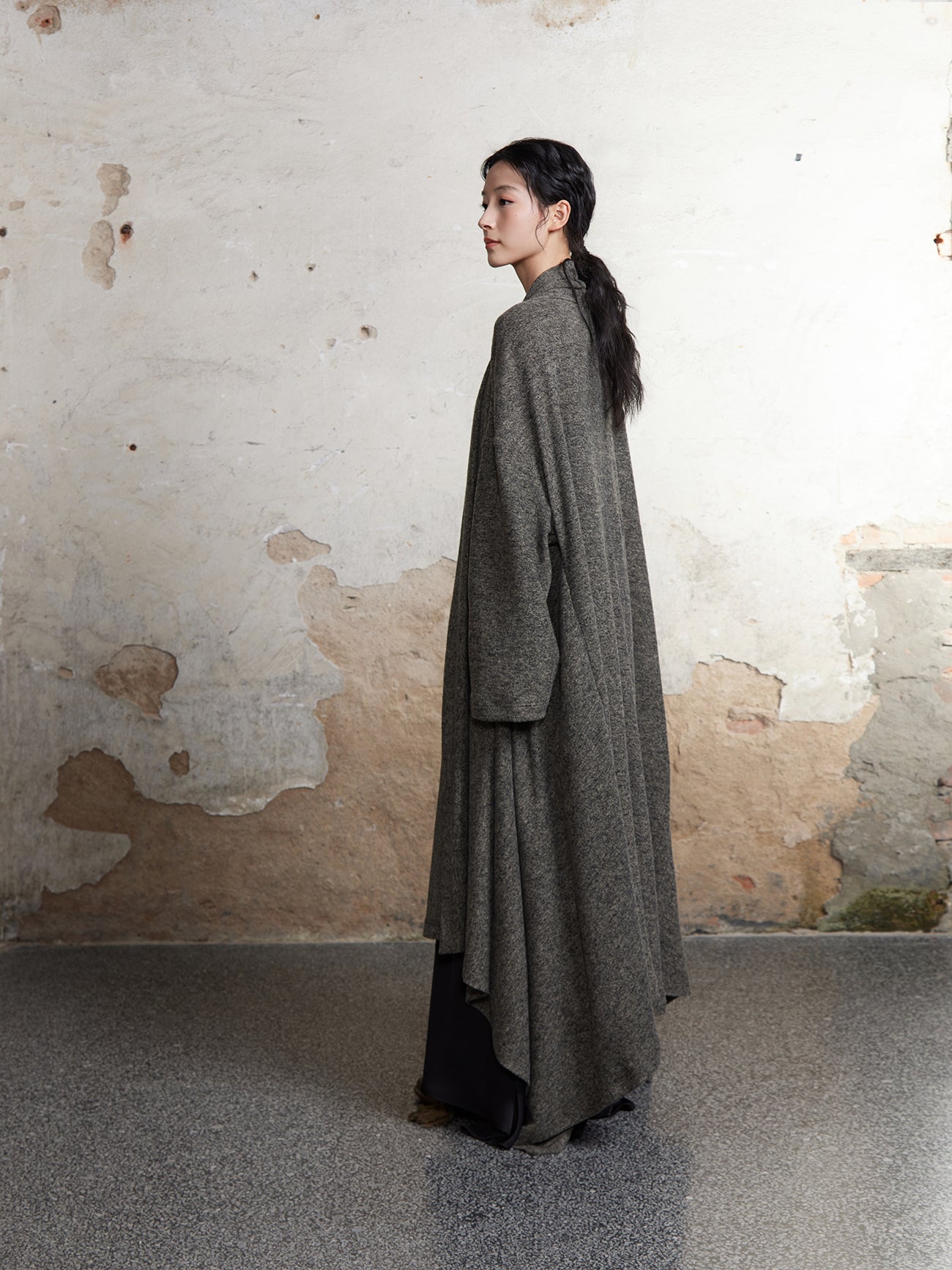 Strickkragen lange Kleid -Strickjacke