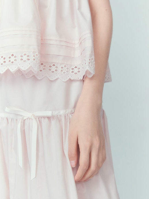 Ribbon Puffy Short Camisole & Ribbon Cake Skirt