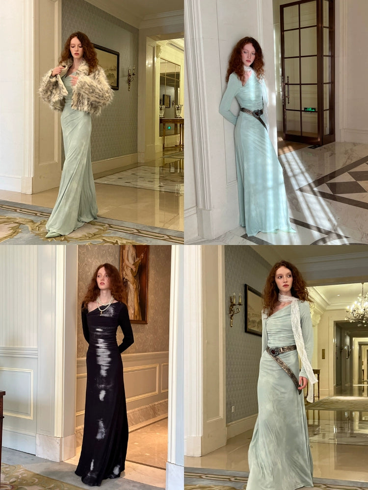 Printed High Stretch Mesh Pleated Dress