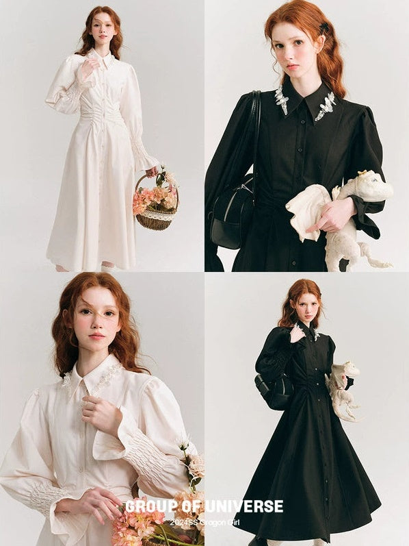 Blütenblätter Blumen und Tränen von Perlen getadertes Taille schlanker Kleid