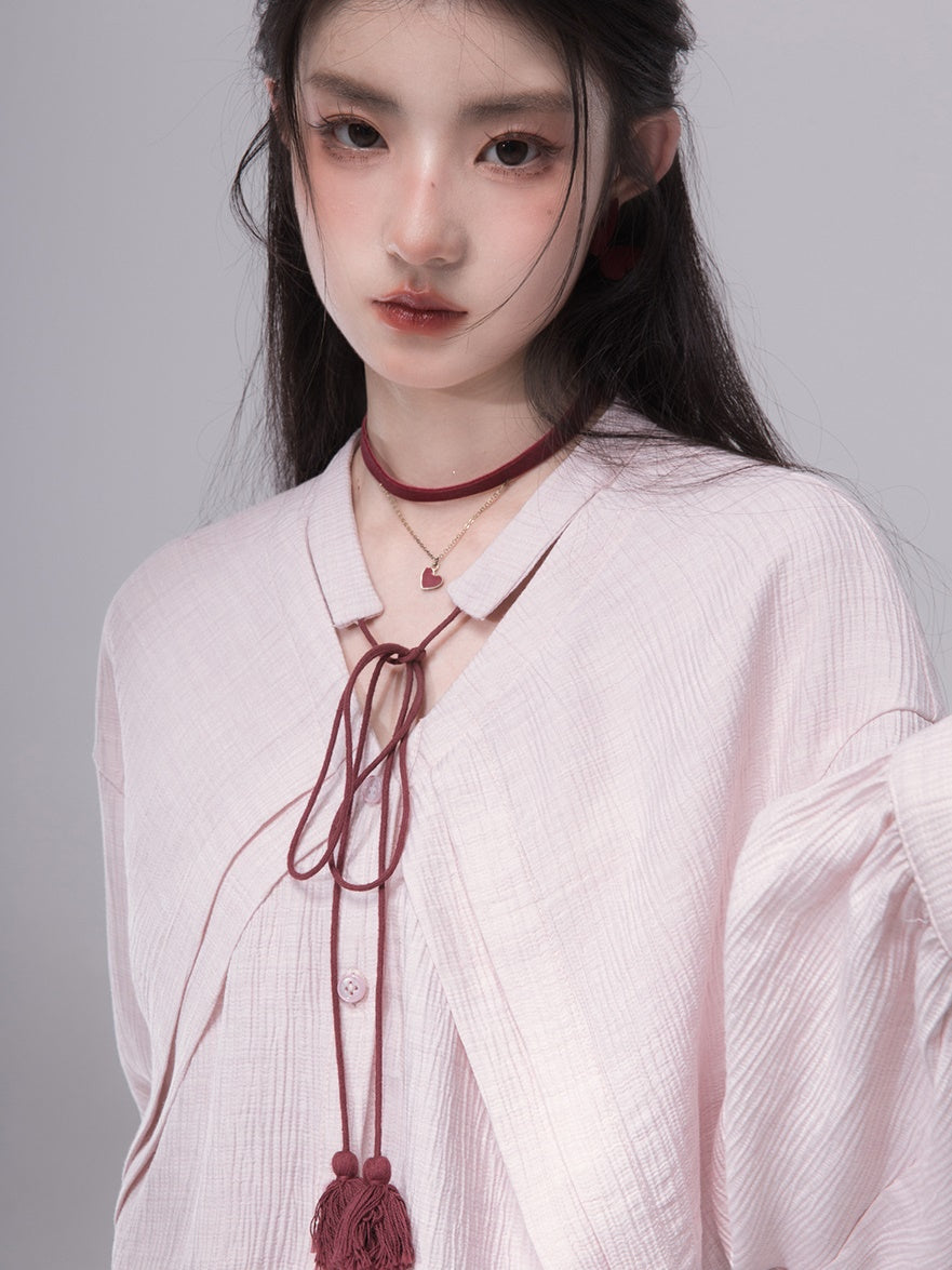 Chinesischer Akkordeon Falten vertikales Hemd & Meerjungfrau-Rock-Setup