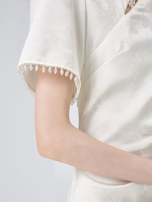 Cut-out Short-sleeved Cheongsam Slimt Dress