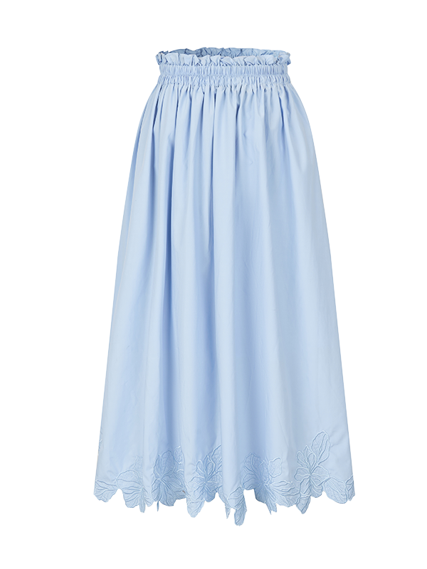 Carved Flower Lace Off-Shoulder Top & Embroidered Skirt