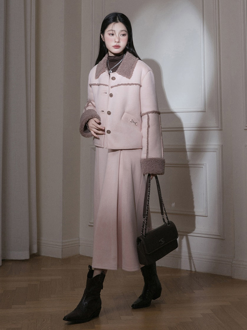 Suede Pattern BoA Jacket & Skirt