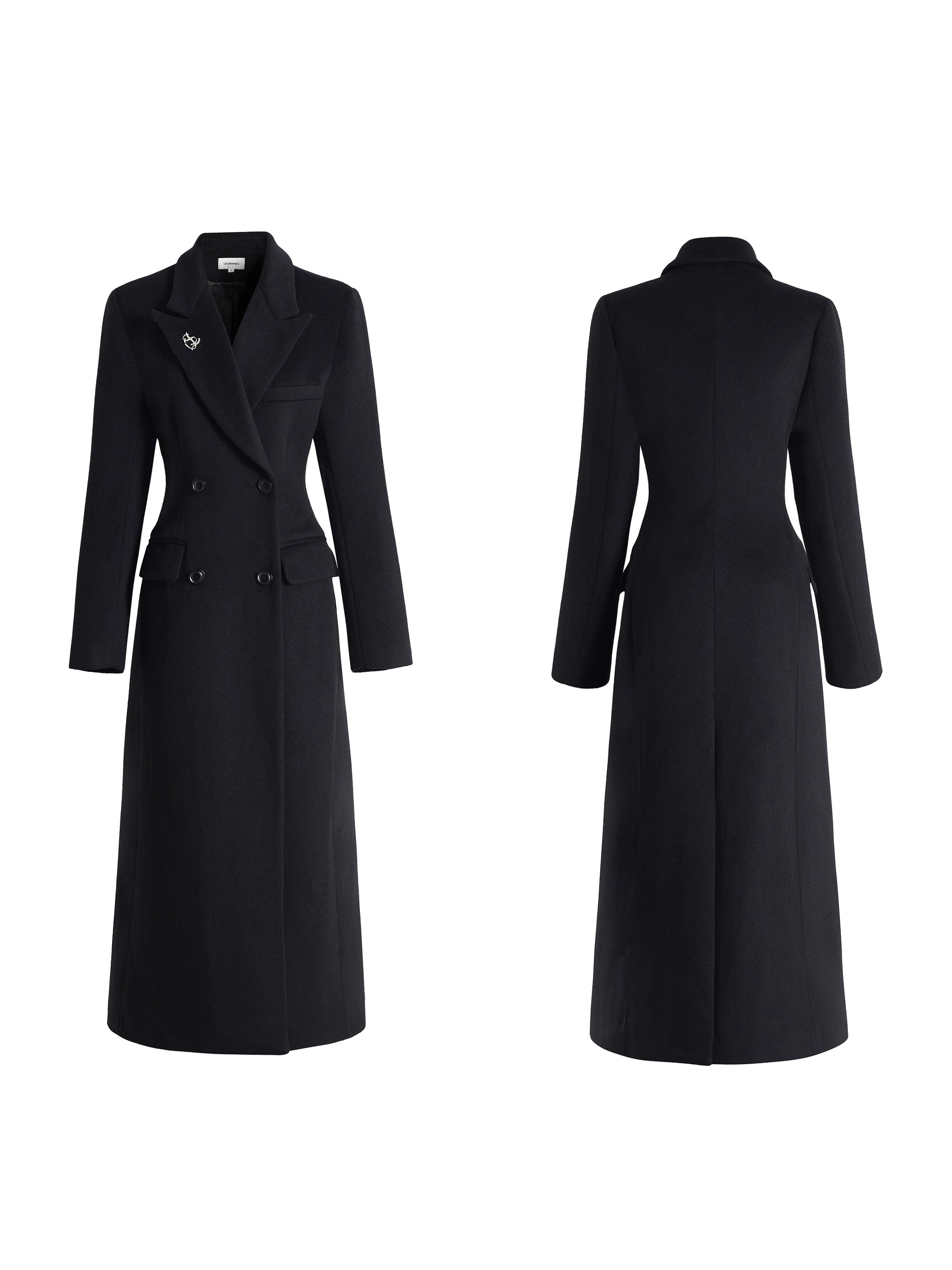 모래 시계 허리 더블 버튼 롱 코트