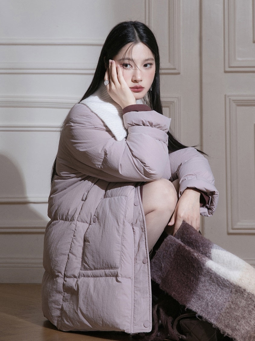 큰 옷깃 다운 재킷