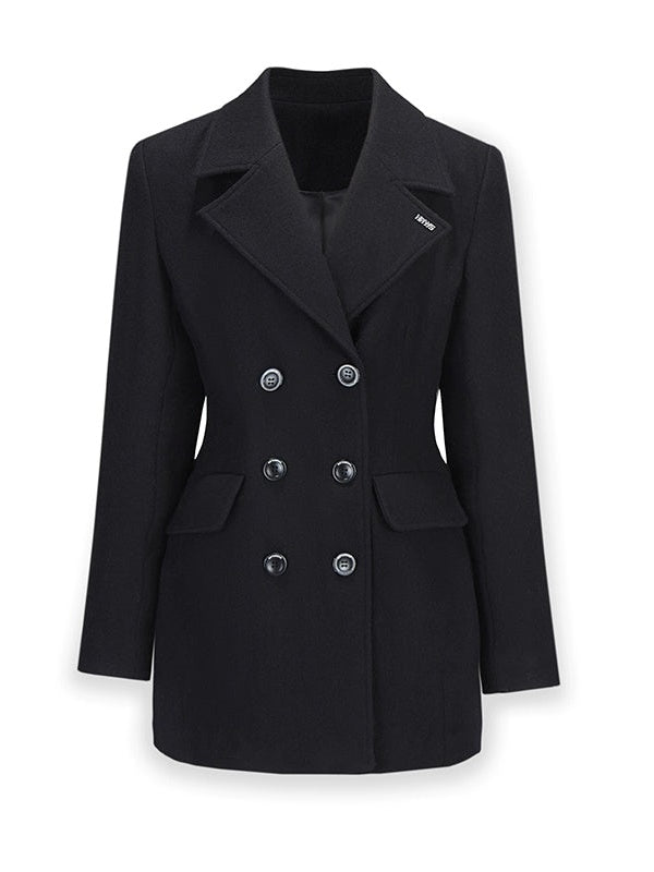 Double Button Wool Coat & Mini Skirt