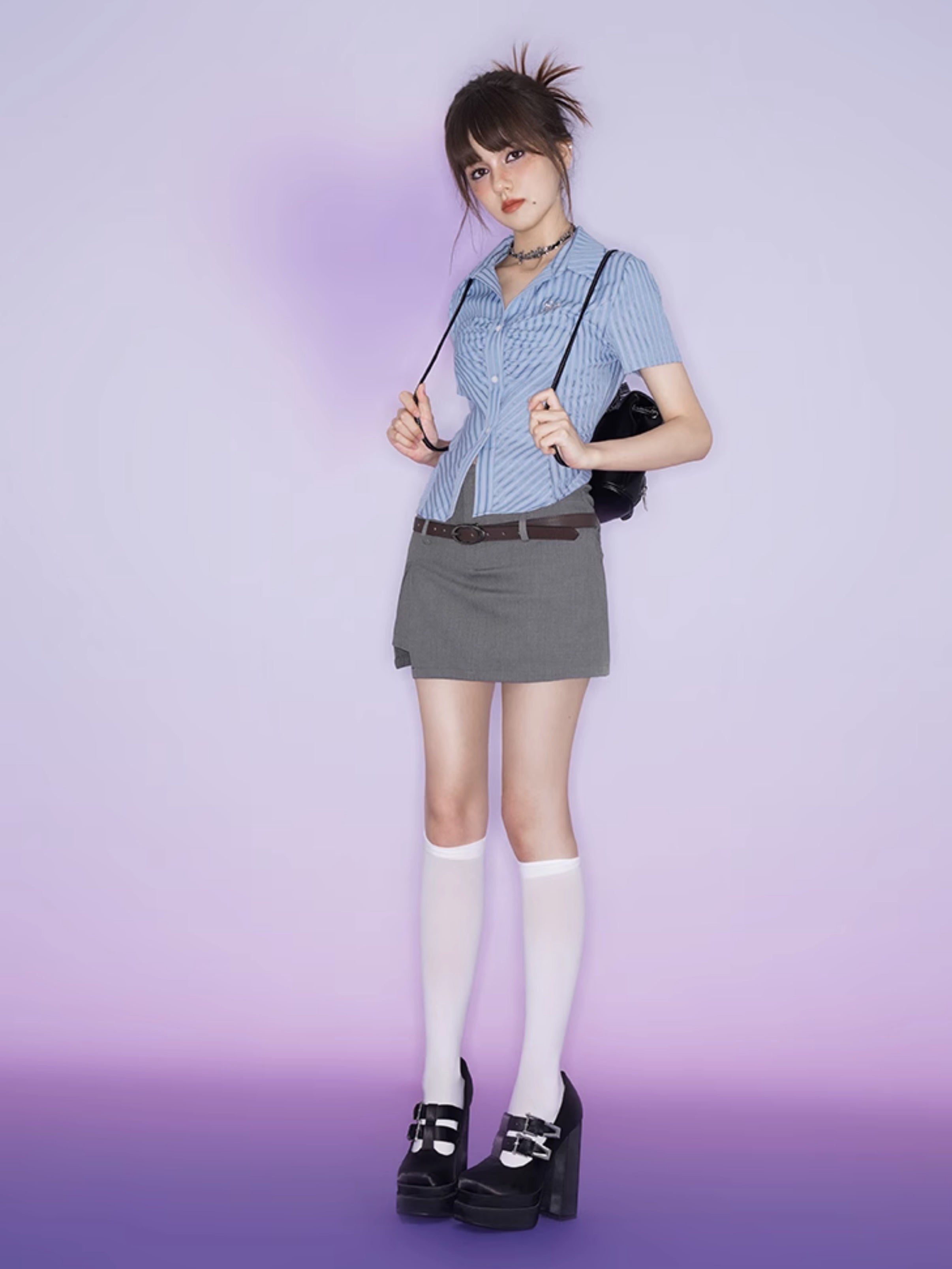 Striped Taille Slim Shirt