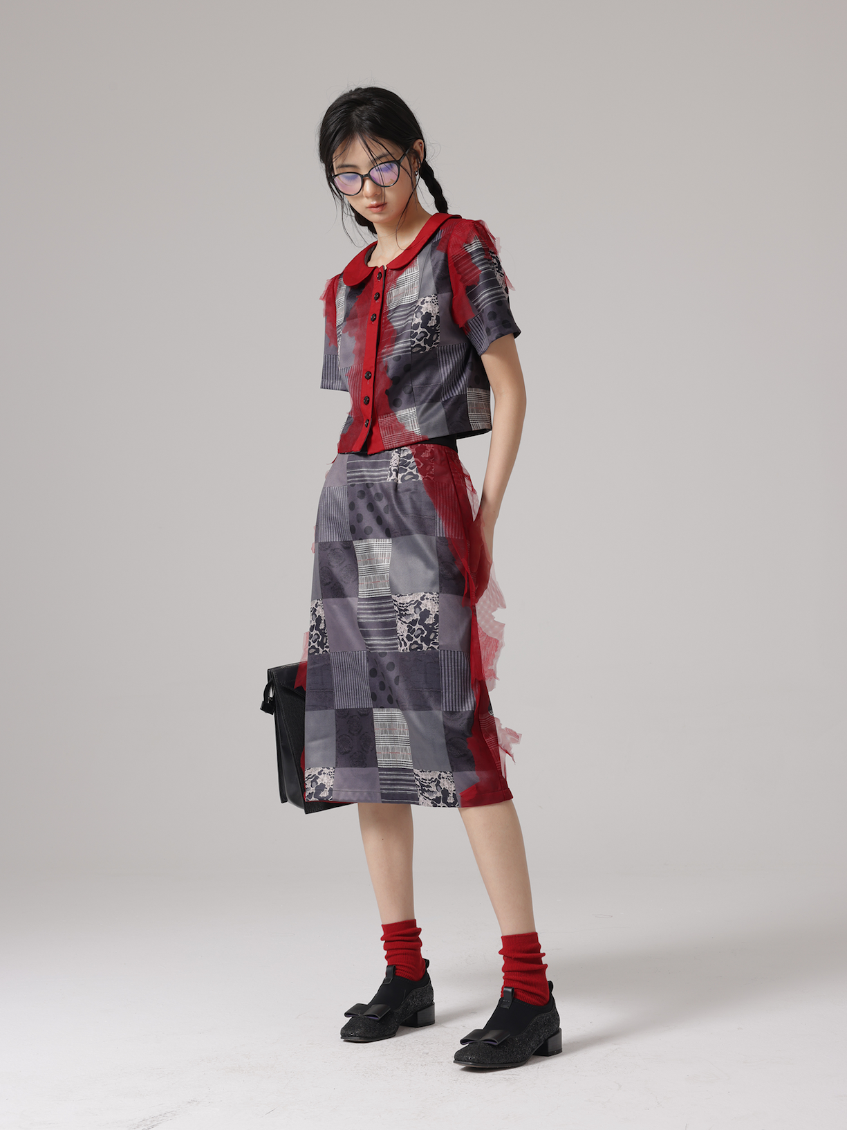 Grille Impression de point de point en maille et jupe