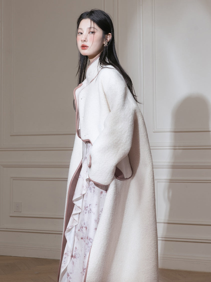 Piping Design Stand-Collar Long Coat