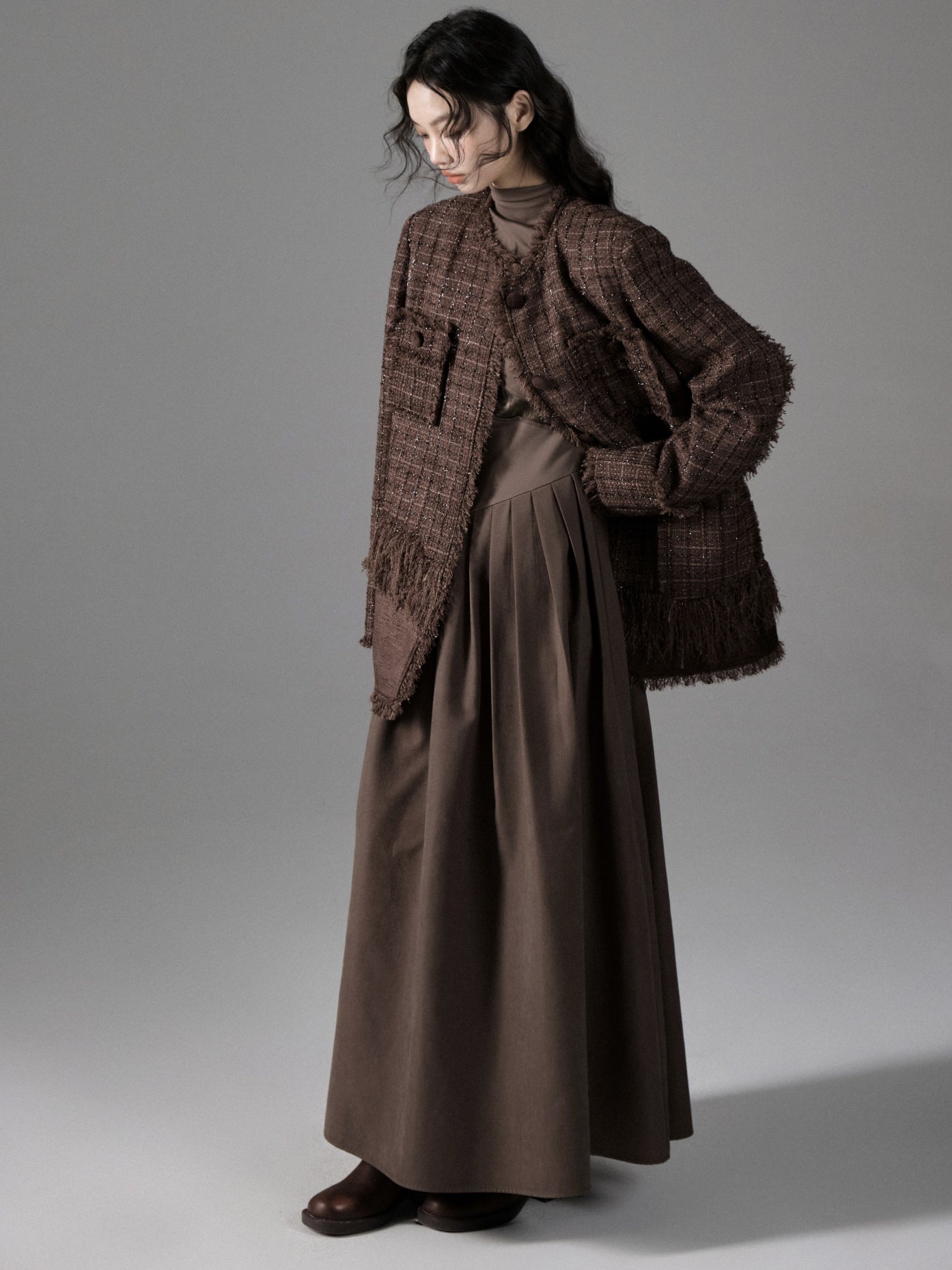 Tweed Loose Tassel Short Coat