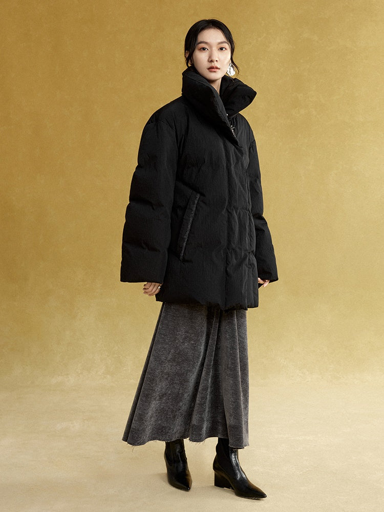 High-Neck Mid-length Down Jacket