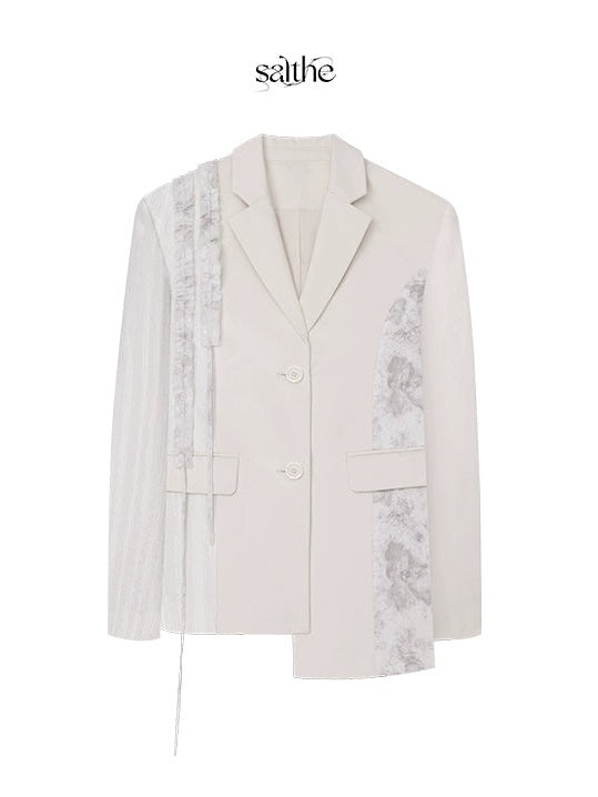 Printed Splicing Irregular Tailored Jacket