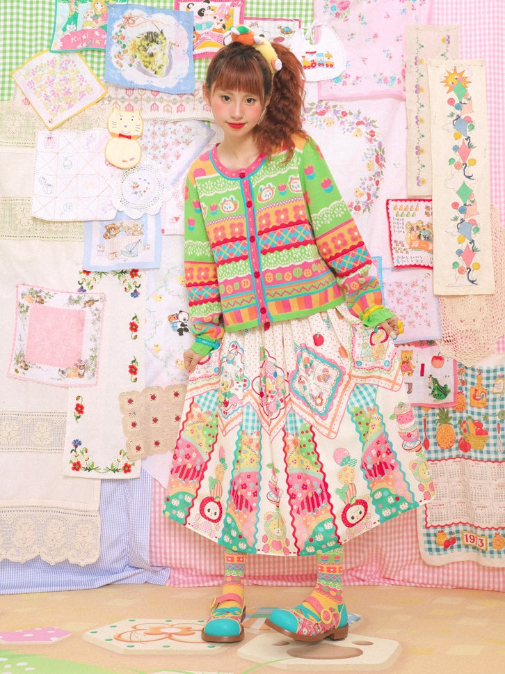 Handkerchief Print Gather Skirt