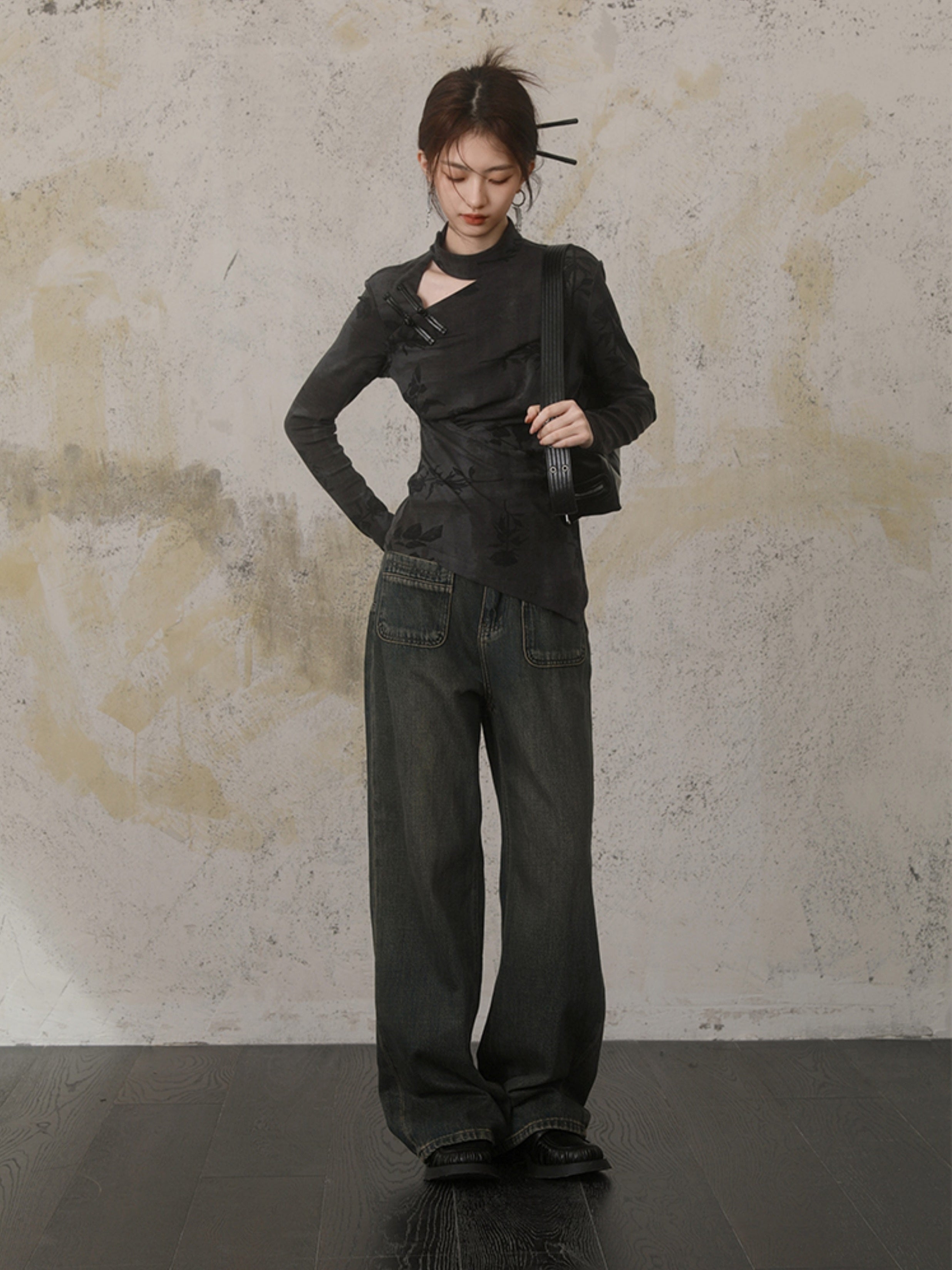 복고풍 고민 틈새 디자인 청바지