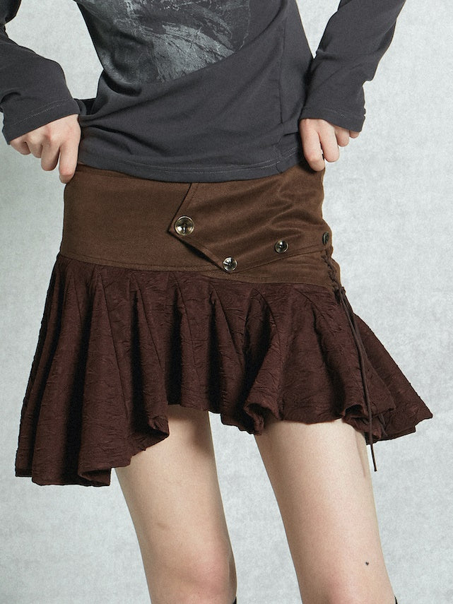 Lace Mélanger les plies mignons Mini-skirt