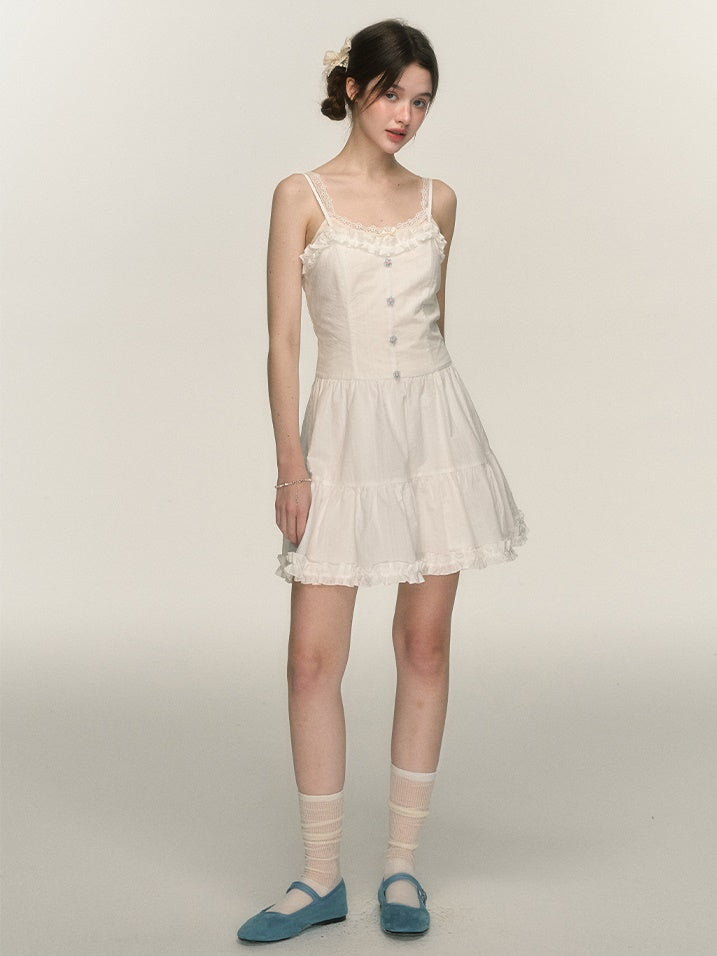 Ruffled Tiered Suspender One-piece