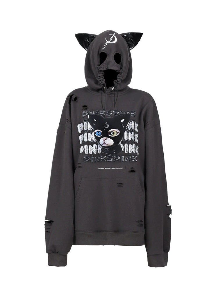 Devin Cat Ear Headband Hooded Destruction Parka