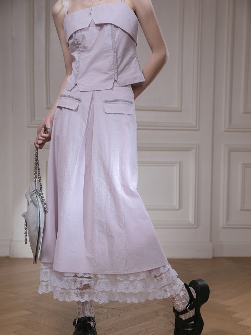 Fringe Stitch Camisole & Cake Long Skirt Set-up