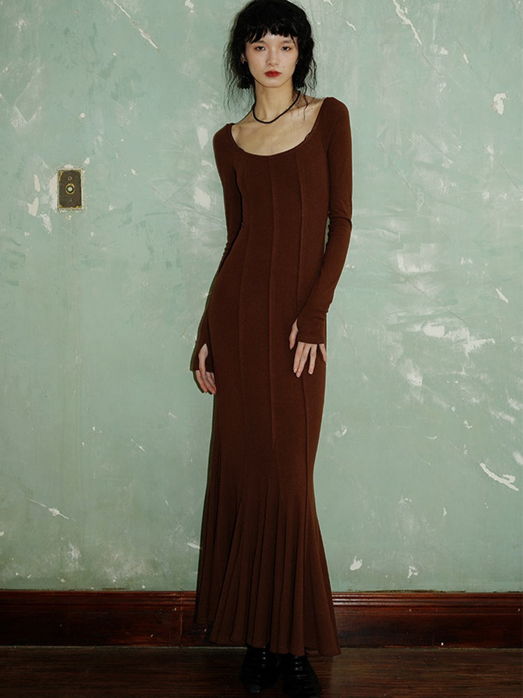 레이스를 훔친 슬림 장거리 박격 인어 드레스