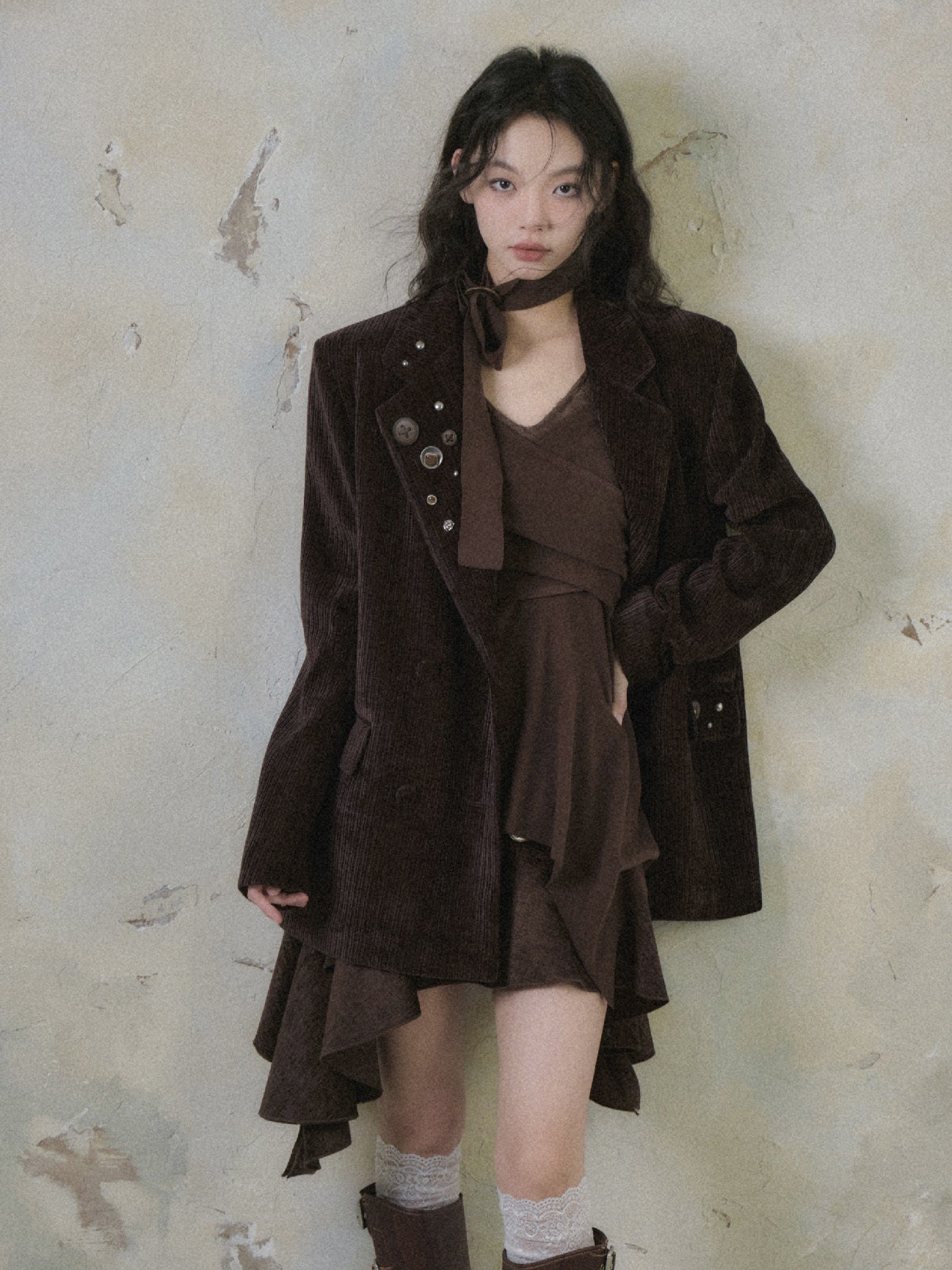Double Breasted Loose Corduroy Jacket