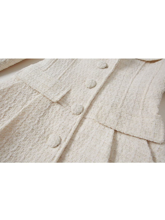 Puffärmel Taille Form Design Teeed Textur Faltenkleid